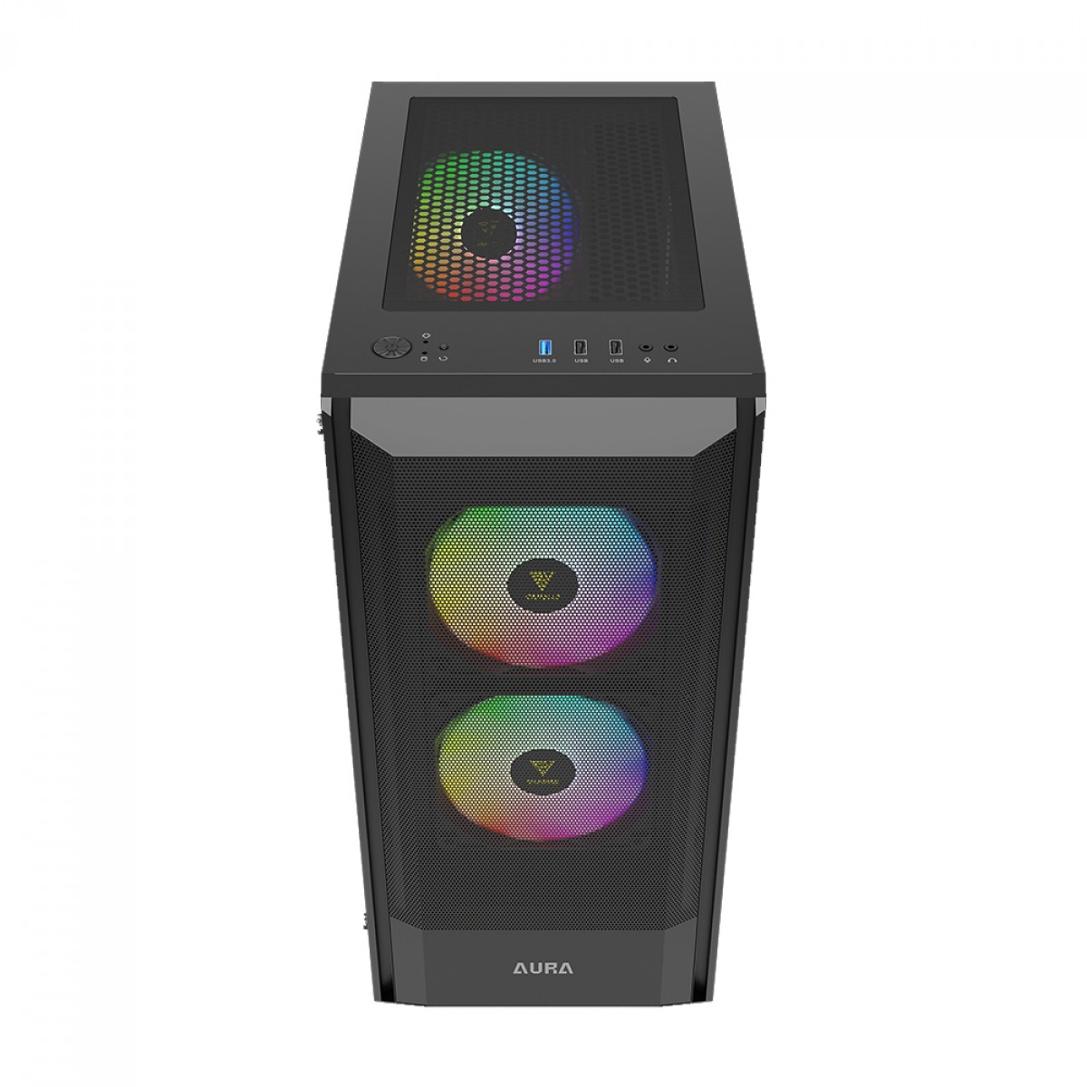 Gabinete Gamer Gamdias Aura GC6 ARGB, Vidro Temperado, ATX, Mid Tower, Com 3 Fans, Sem Fonte, Black