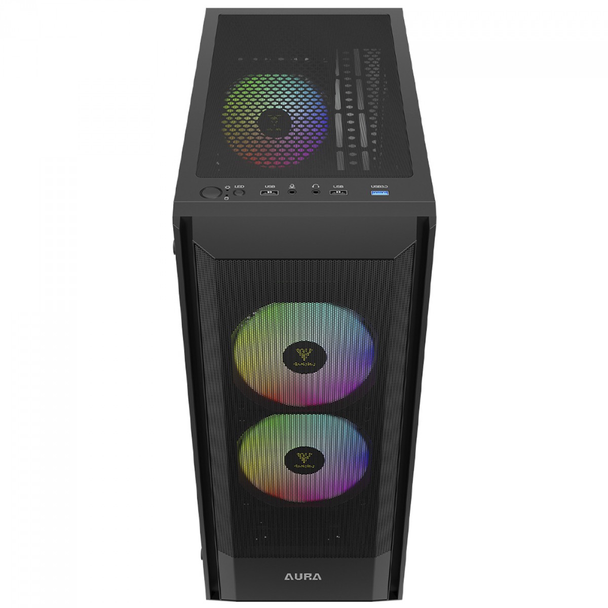 Gabinete Gamer Gamdias Aura GC6 Elite ARGB, Vidro Temperado, ATX, Mid Tower, Sem Fonte, Com 3 Fans, Preto