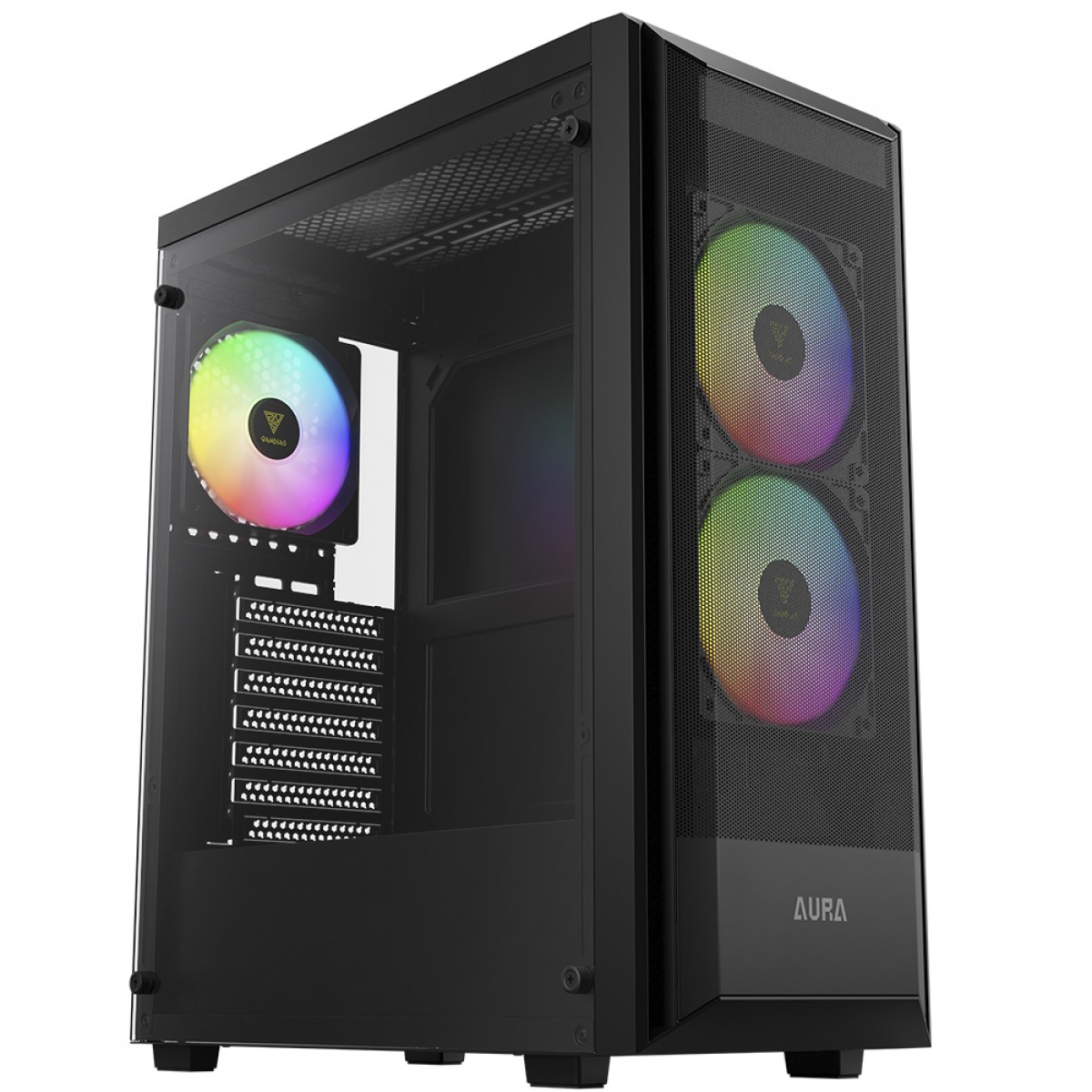 Gabinete Gamer Gamdias Aura GC6 Elite ARGB, Vidro Temperado, ATX, Mid Tower, Sem Fonte, Com 3 Fans, Preto