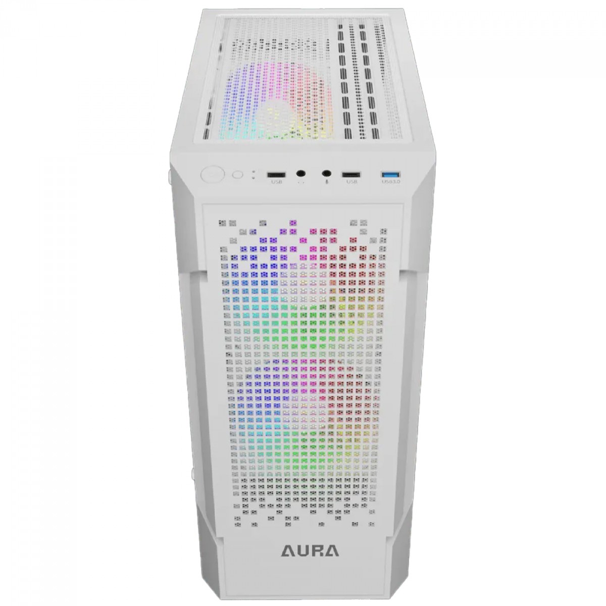 Gabinete Gamer Gamdias Aura GC7 WH ARGB, Vidro Temperado, ATX, Mid Tower, Com 3 Fans, Sem Fonte, Branco