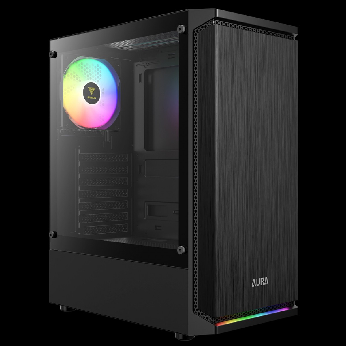 Gabinete Gamer Gamdias Aura GC8 ARGB, Vidro Temperado, ATX, Mid Tower, Com 1 Fan, Sem Fonte, Black