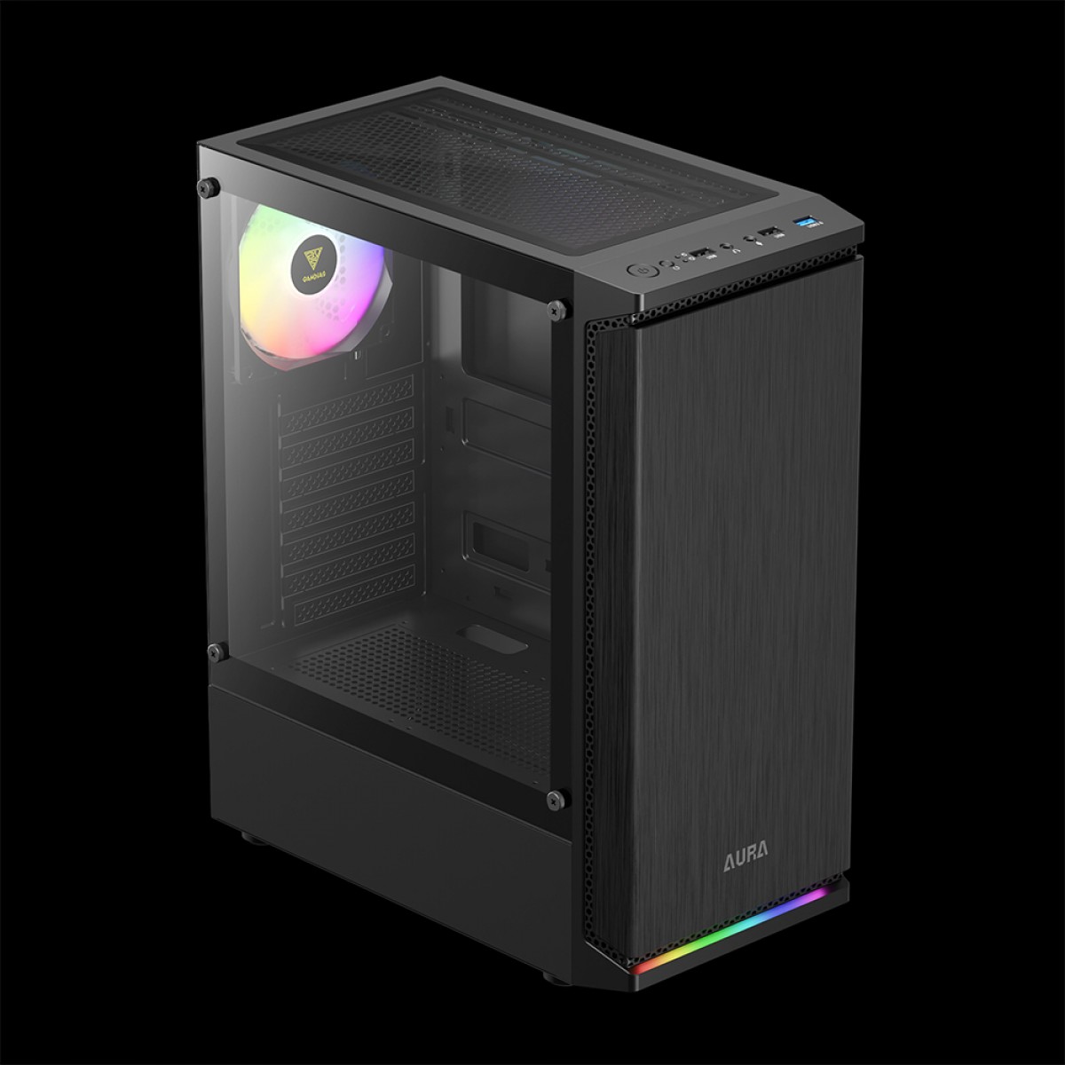 Gabinete Gamer Gamdias Aura GC8 ARGB, Vidro Temperado, ATX, Mid Tower, Com 1 Fan, Sem Fonte, Black