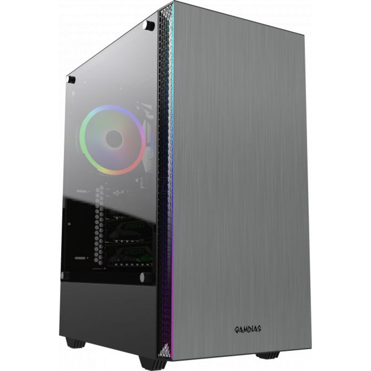 Gabinete Gamer Gamdias Mars E1, Mid-Tower, Com 1 Fan, Vidro Temperado, Black, S-fonte