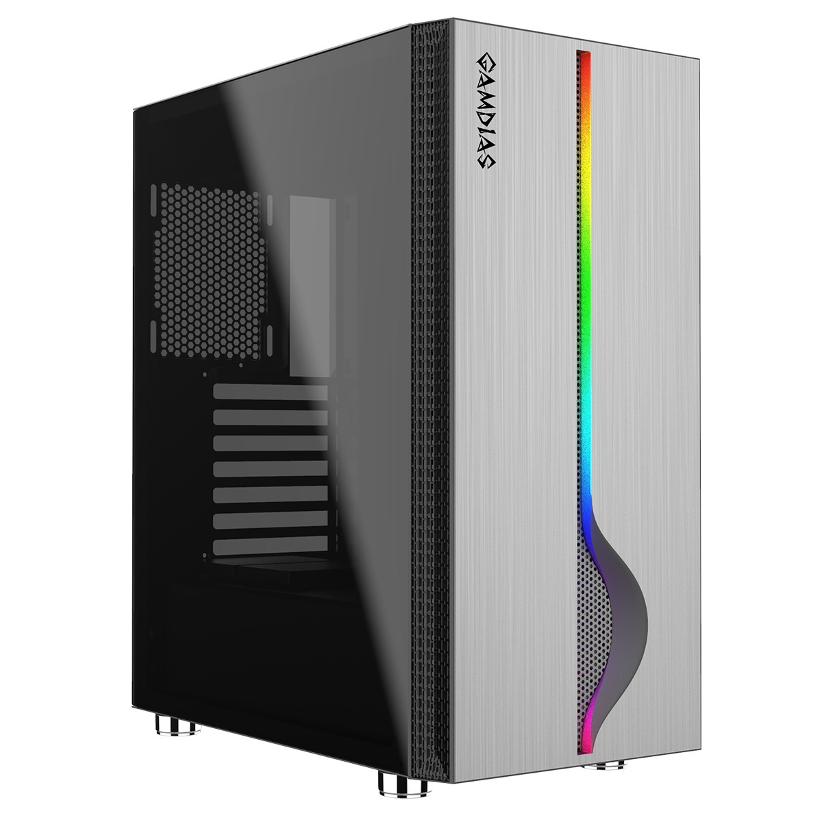 Gabinete Gamer Gamdias, Mars M1, Mid Tower, Vidro Temperado, Black, Sem Fonte, Sem Fan