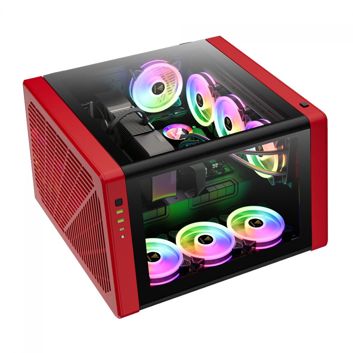 Gabinete Gamer Gamdias NESO P1 BR, Full Tower, Vidro Temperado, ATX, Black/Red, Sem Fonte, Sem Fan