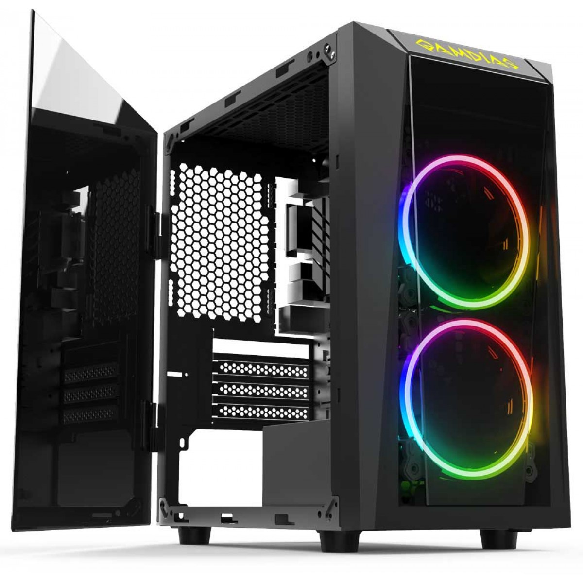Gabinete Gamer Gamdias, Talos E1, Mini Tower, Vidro Temperado, Black, Sem Fonte, Sem Fan