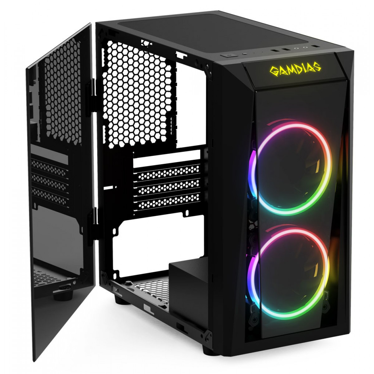 Gabinete Gamer Gamdias, Talos E1, Mini Tower, Vidro Temperado, Black, Sem Fonte, Com 2 Fans
