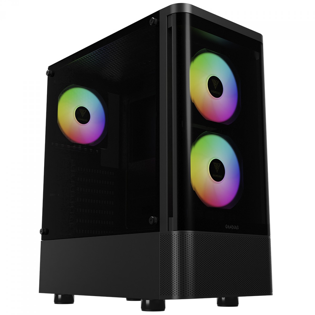 Gabinete Gamer Gamdias Talos E3 CG, Mid Tower, Vidro Temperado, ATX, Com 3 Fans ARGB, Preto