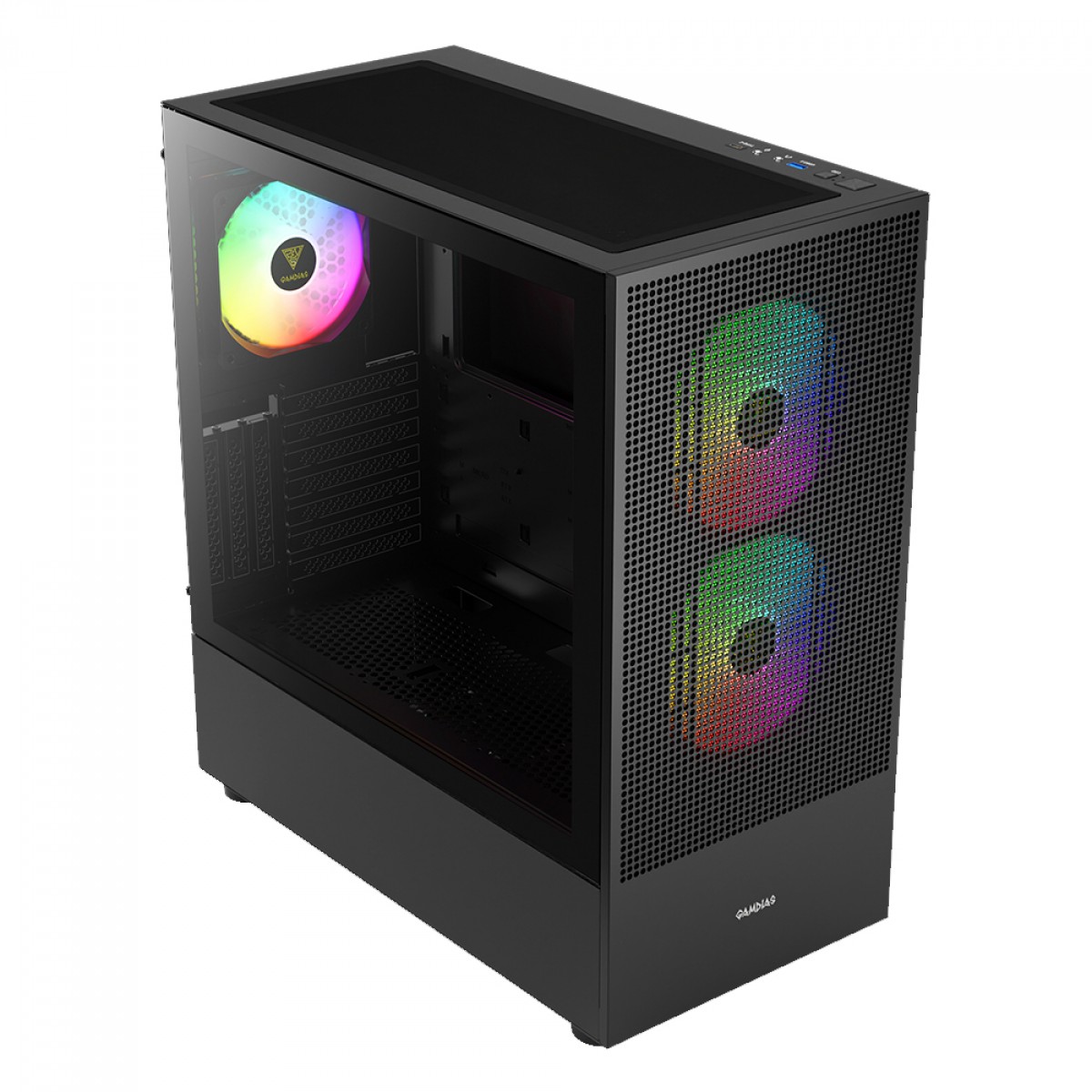 Gabinete Gamer Gamdias Talos E3 Mesh Elite, Vidro Temperado, Mid Tower, Com 3 Fans ARGB, Sem Fonte, Black