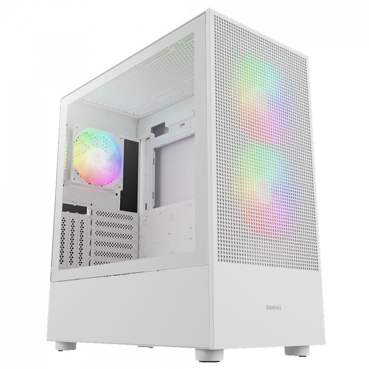 Gabinete Gamer Gamdias Talos E3 Mesh Elite, Vidro Temperado, Mid Tower, Com 3 Fans ARGB, Sem Fonte, White