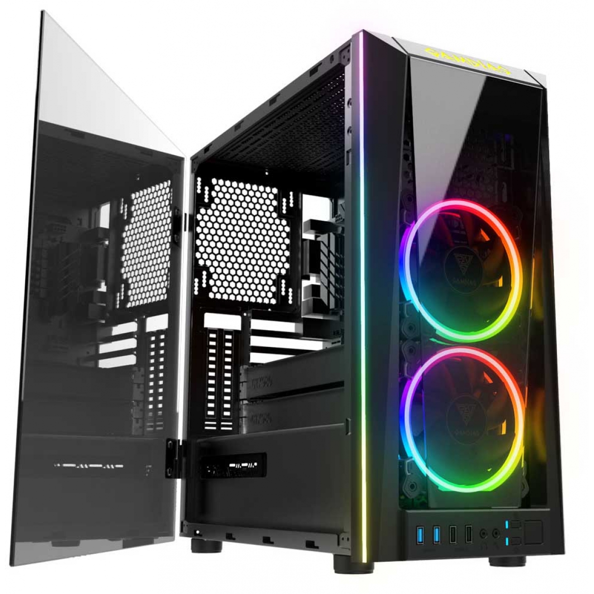 Gabinete Gamer Gamdias Talos M1A, Mid Tower, Vidro Temperado, Black, Sem fonte, Com 2 Fans ARGB