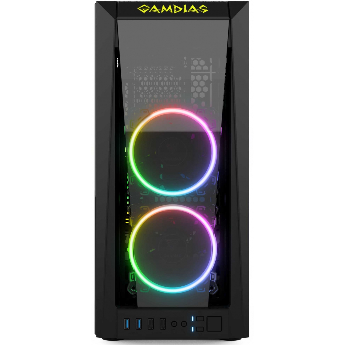 Gabinete Gamer Gamdias Talos M1A, Mid Tower, Vidro Temperado, Black, Sem fonte, Com 2 Fans ARGB