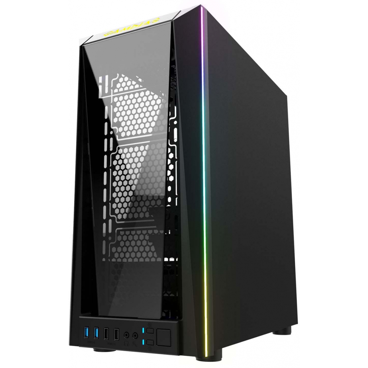 Gabinete Gamer Gamdias Talos M1A, Mid Tower, Vidro Temperado, Black, Sem fonte, Com 2 Fans ARGB