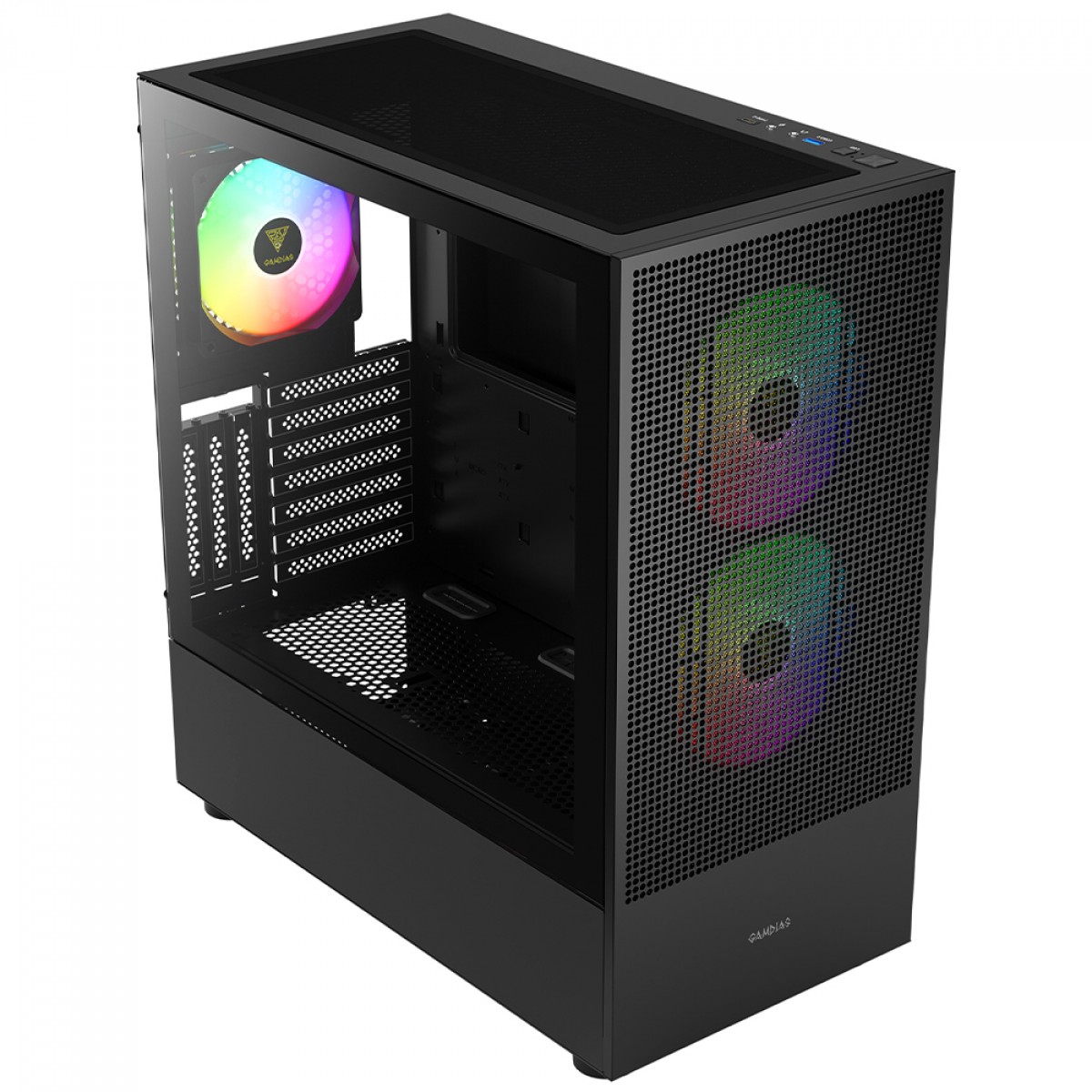 Gabinete Gamer Gamdias Talos M3 Mesh, Vidro Temperado, EATX, Mid Tower, Com 3 Fans ARGB, Sem Fonte, Preto