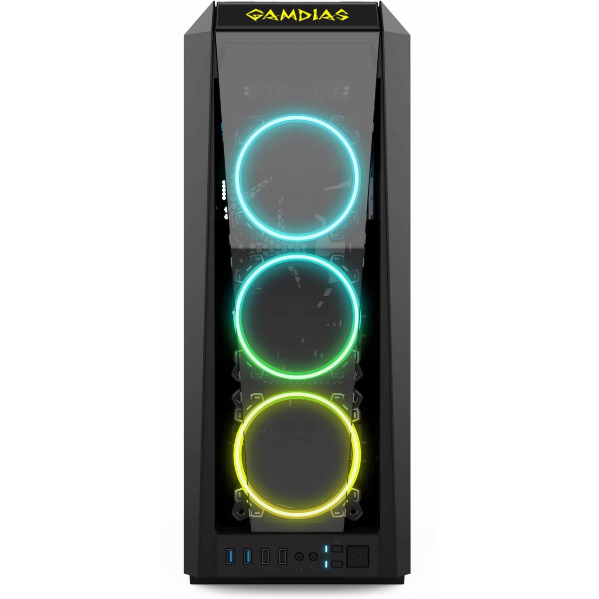 Gabinete Gamer Gamdias, Talos P1A ARGB, Mid Tower, Vidro Temperado, Black, Sem Fonte, Com 3 Fans