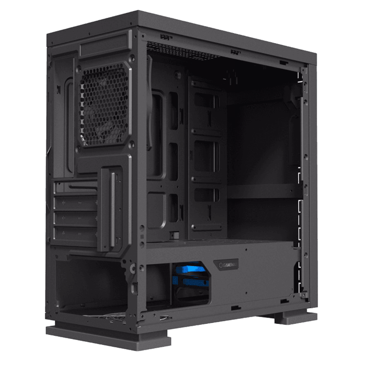 Gabinete Gamer Gamemax Black Expedition, Mid Tower, Black, Sem Fonte, ​​​​​Com 1 Fan Blue, H605