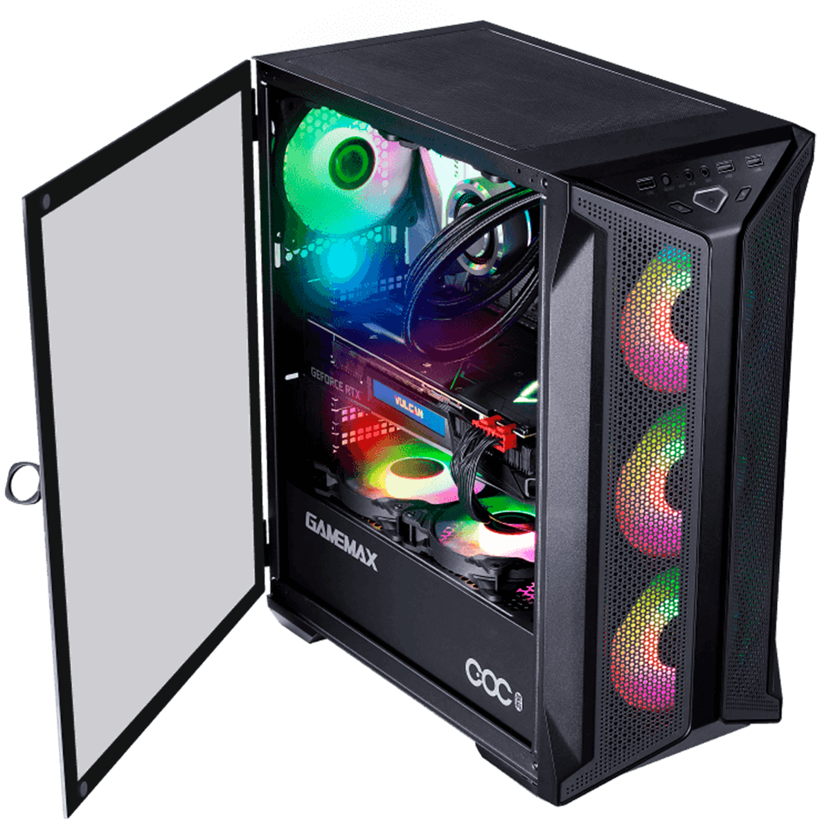 Gabinete Gamer Gamemax Brufen C1 Black, Mid Tower, Com 3 Fans, Vidro Temperado, Sem Fonte