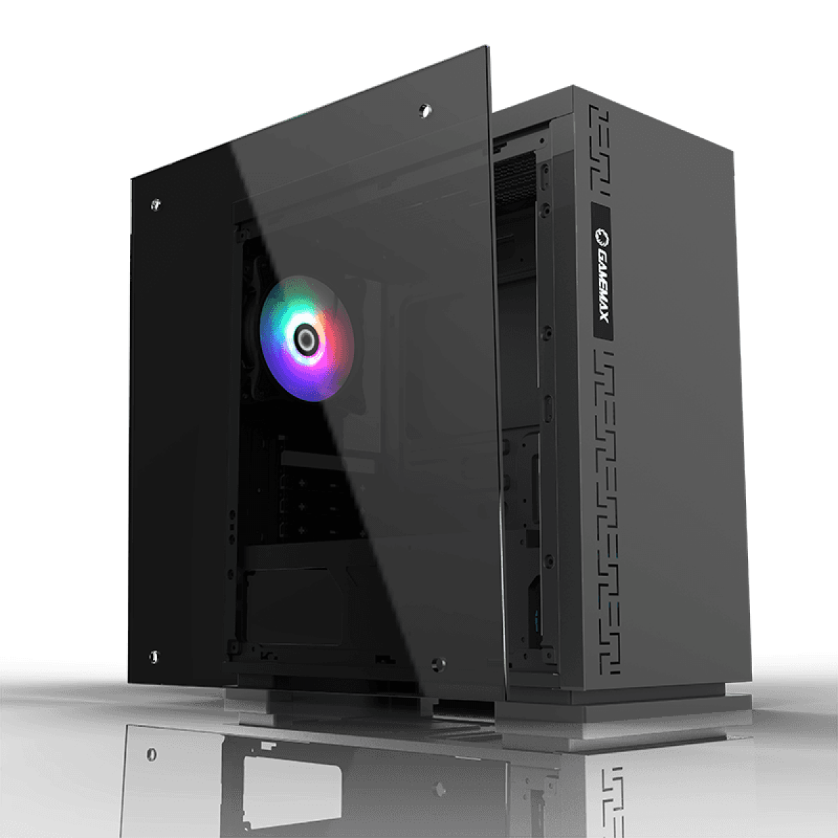 Gabinete Gamer Gamemax Dark Ranger, Mid Tower, ​​​​​​​Vidro temperado, Sem Fonte, Com 1 Fan RGB, Black, H605-TR