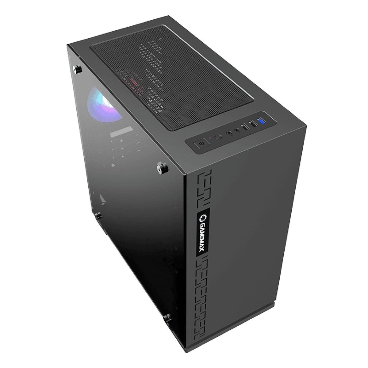 Gabinete Gamer Gamemax Dark Ranger, Mid Tower, ​​​​​​​Vidro temperado, Sem Fonte, Com 1 Fan RGB, Black, H605-TR