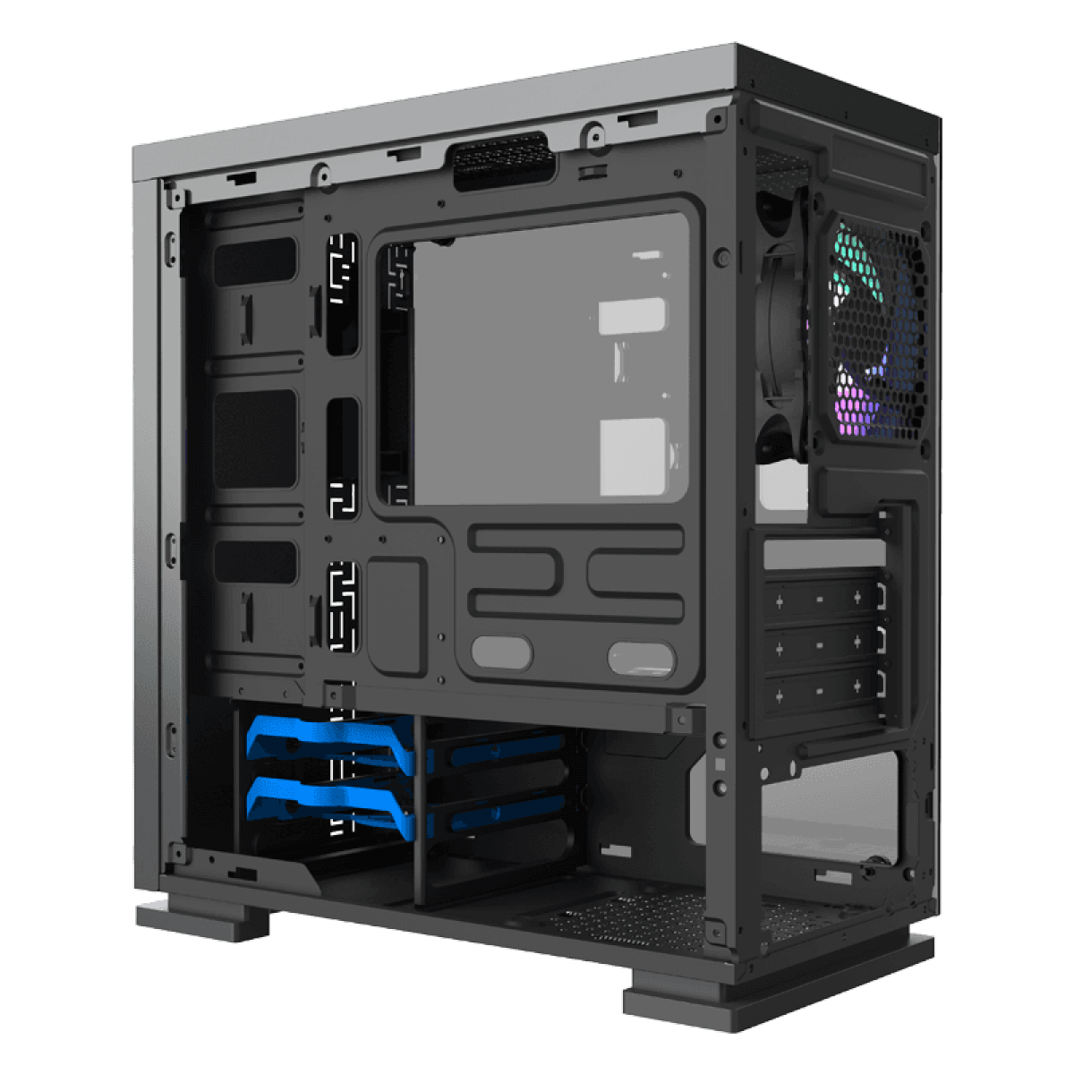 Gabinete Gamer Gamemax Dark Ranger, Mid Tower, ​​​​​​​Vidro temperado, Sem Fonte, Com 1 Fan RGB, Black, H605-TR