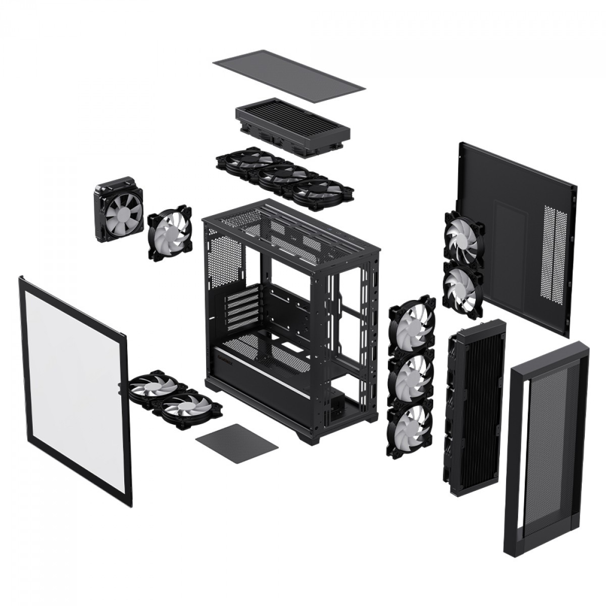 Gabinete Gamer Gamemax Defender MB BK, Mid Tower, MATX, Vidro Temperado, Black, Sem Fonte, Sem Fan