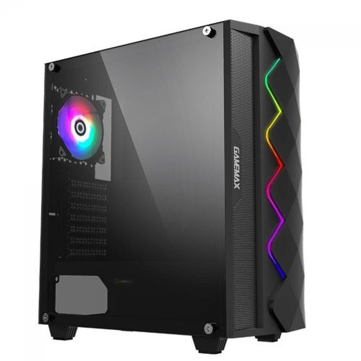 Gabinete Gamer Gamemax Diamond 3601, RGB,  Mid Tower, Com 1 Fan, Vidro Temperado, Black, Sem Fonte, DIAMOND 3601