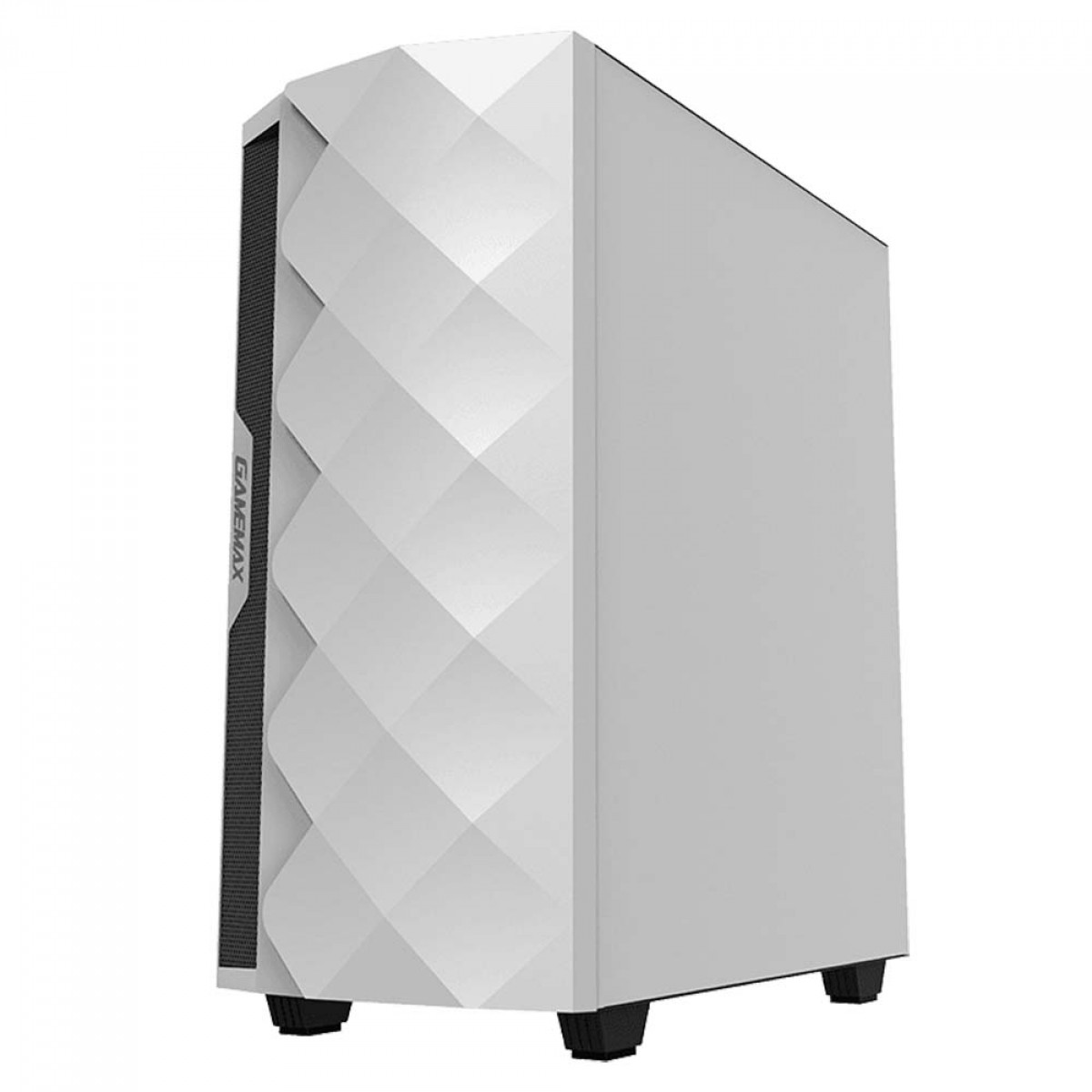 Gabinete Gamer Gamemax Diamond 3601-W, RGB,  Mid Tower, Vidro Temperado, Branco, S-Fonte, Com 1 Fan