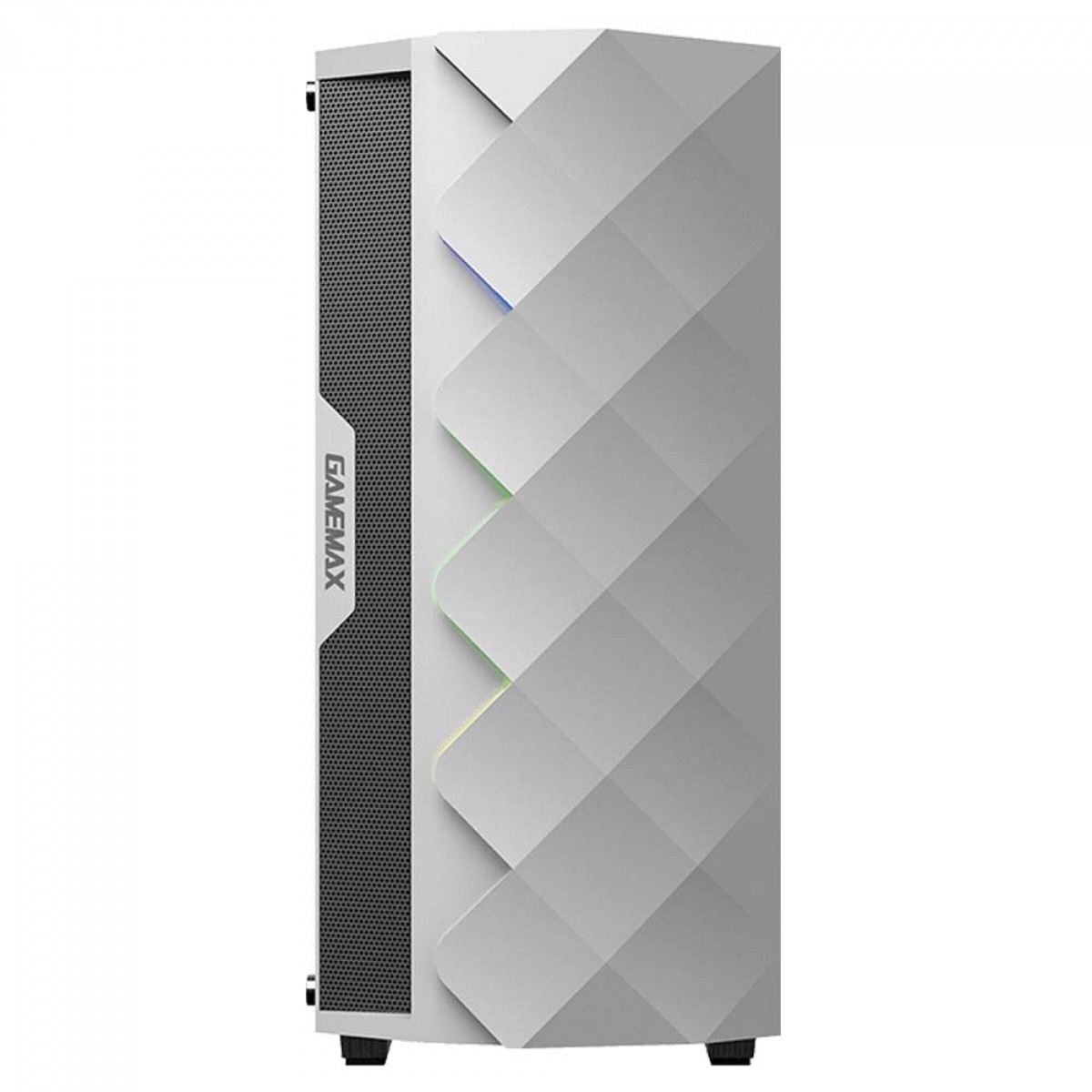 Gabinete Gamer Gamemax Diamond 3601-W, RGB,  Mid Tower, Vidro Temperado, Branco, S-Fonte, Com 1 Fan