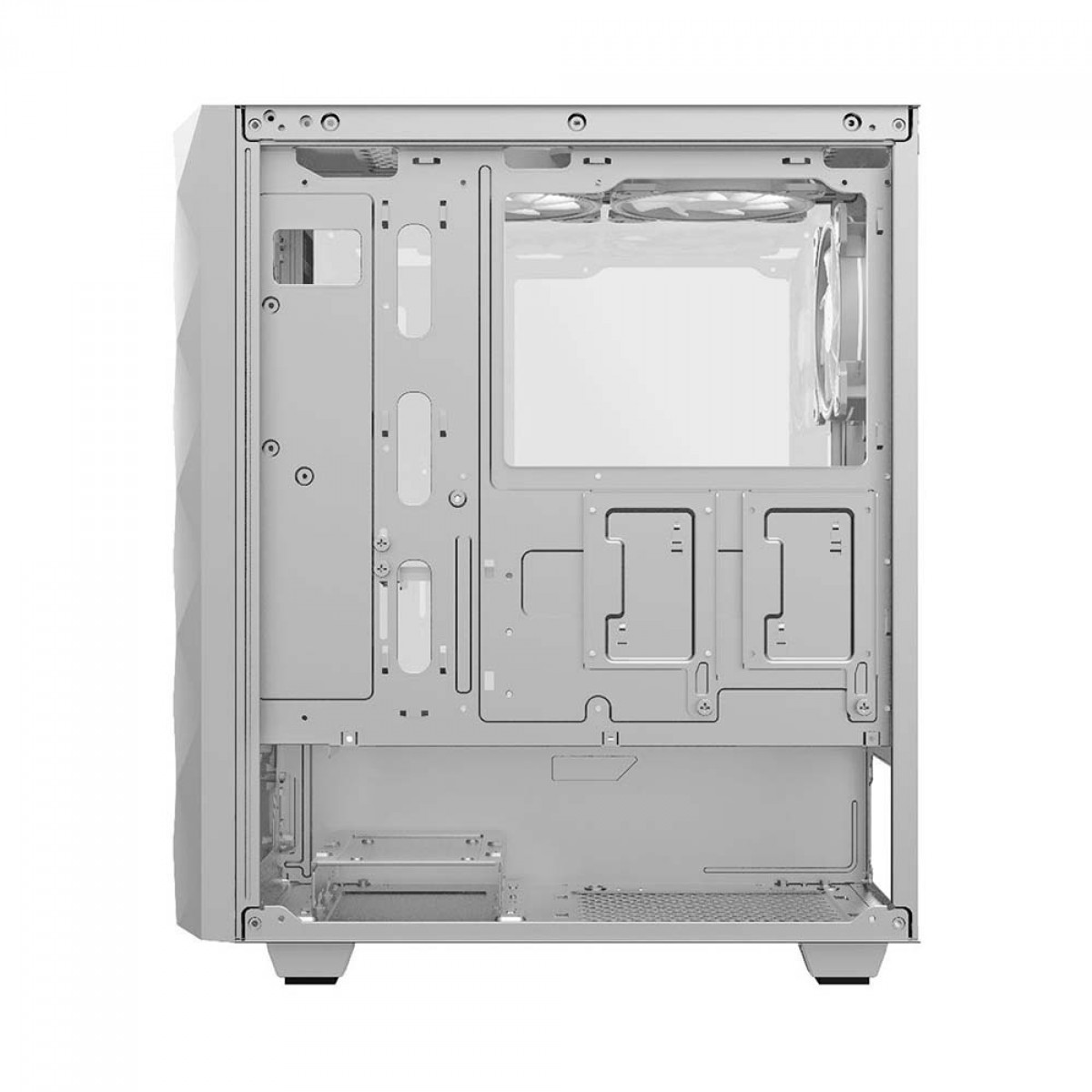 Gabinete Gamer Gamemax Diamond 3601-W, RGB,  Mid Tower, Vidro Temperado, Branco, S-Fonte, Com 1 Fan
