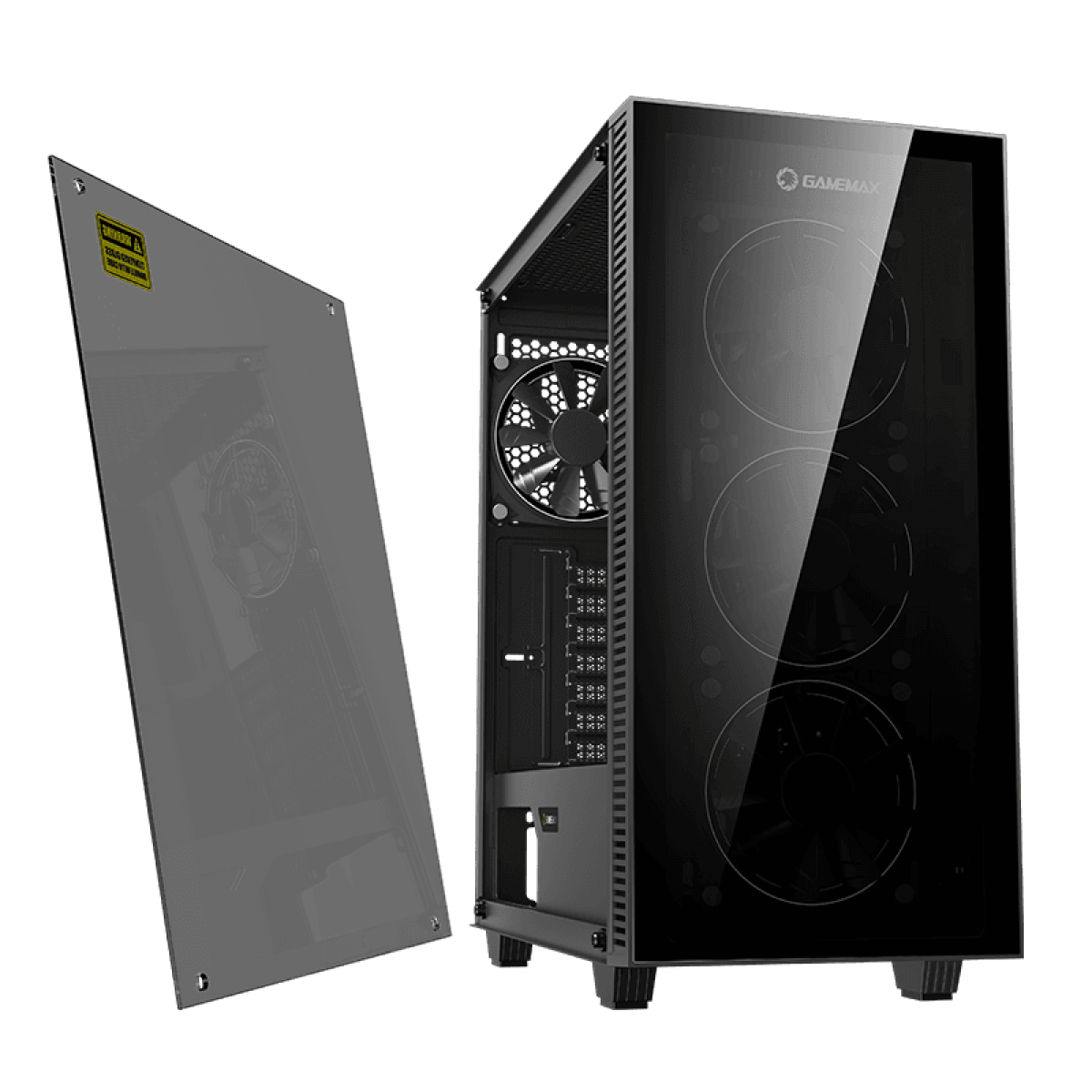 Gabinete Gamer Gamemax Draco XD, Mid Tower, Vidro Temperado, RGB, Black, ATX, Sem Fonte, Com 3 Fans, 3603