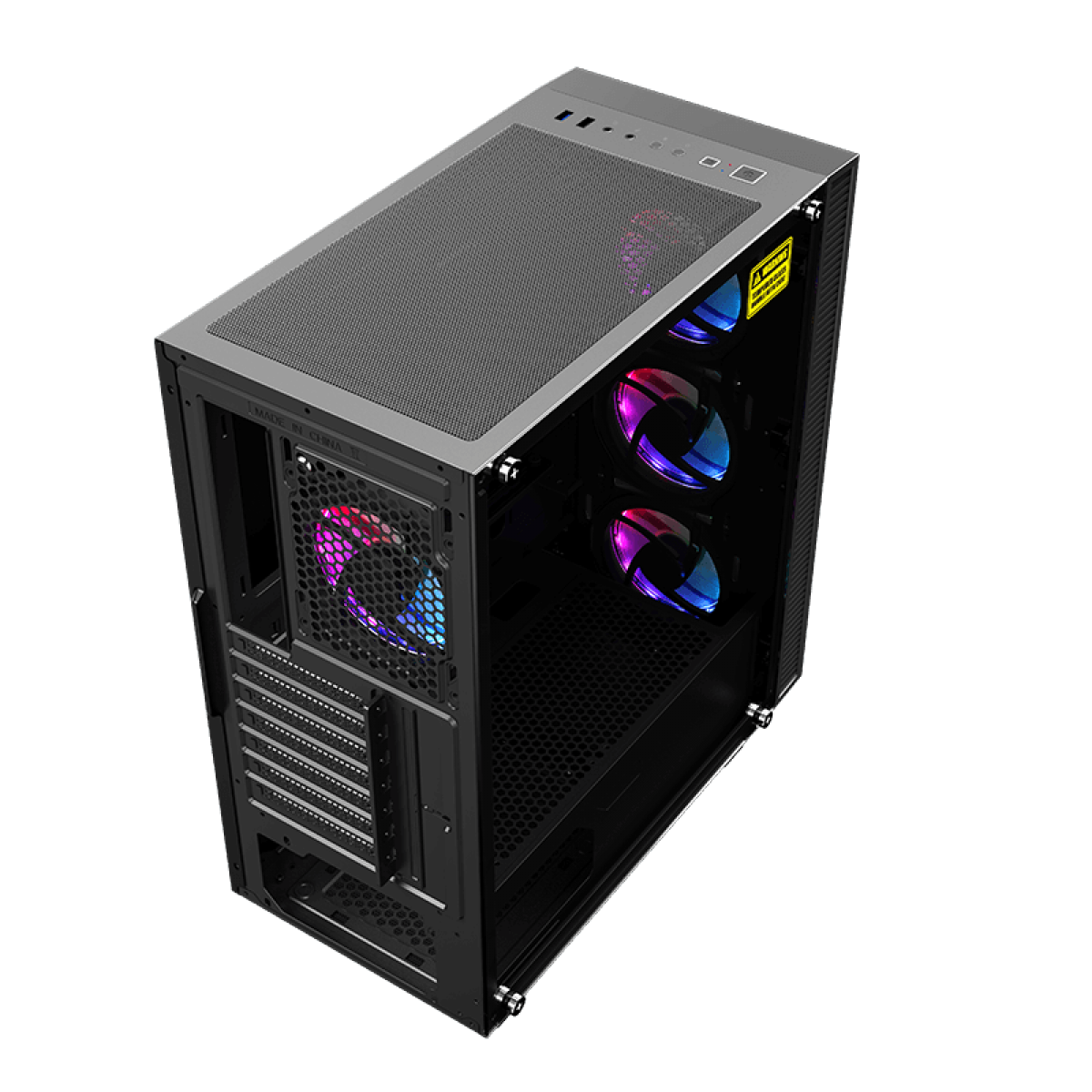 Gabinete Gamer Gamemax Draco XD, Mid Tower, Vidro Temperado, RGB, Black, ATX, Sem Fonte, Com 3 Fans, 3603