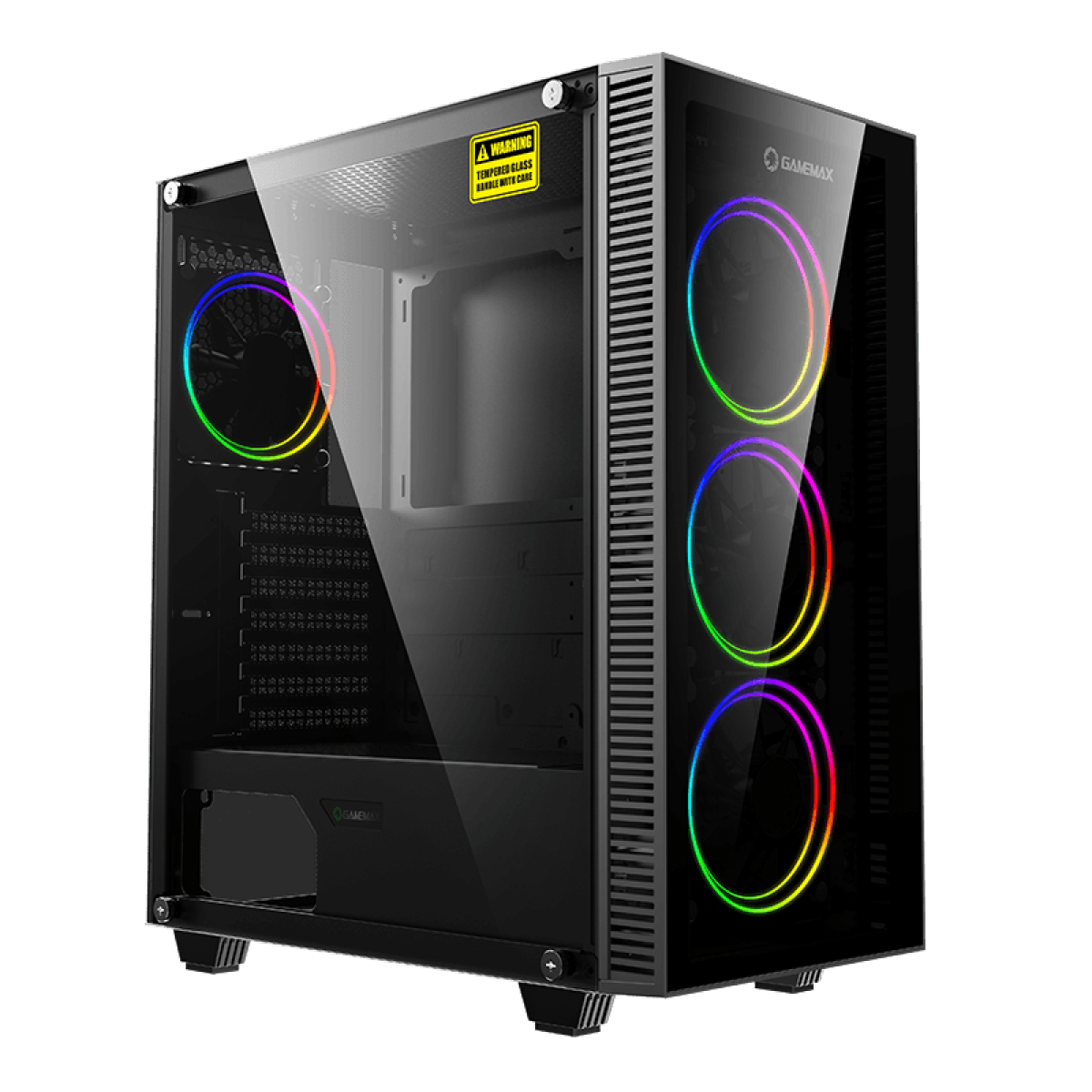 Gabinete Gamer Gamemax Draco XD, Mid Tower, Vidro Temperado, RGB, Black, ATX, Sem Fonte, Com 3 Fans, 3603