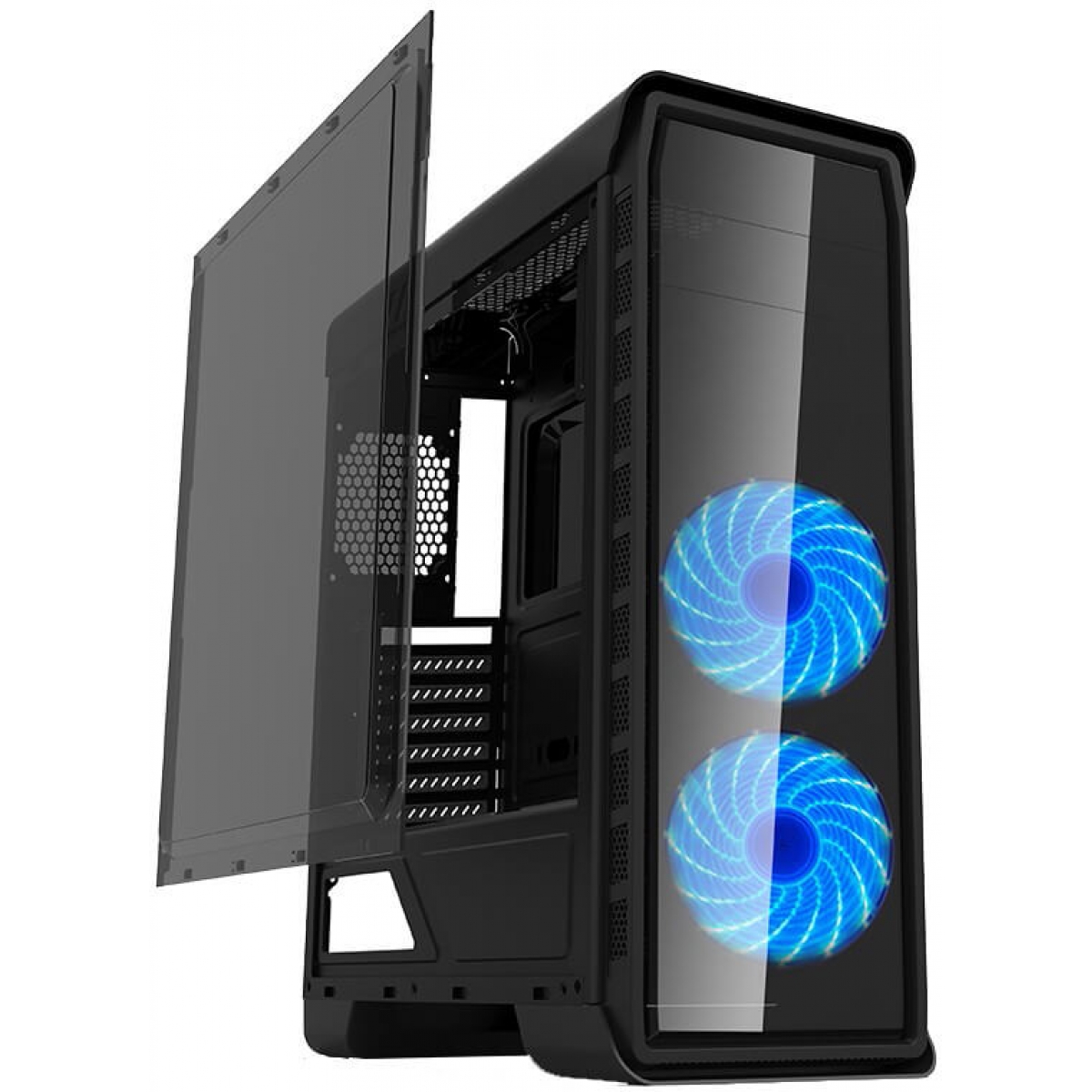 Gabinete Gamer Gamemax Elysium G503X BK Mid Tower Preto Sem Fonte, Com Led