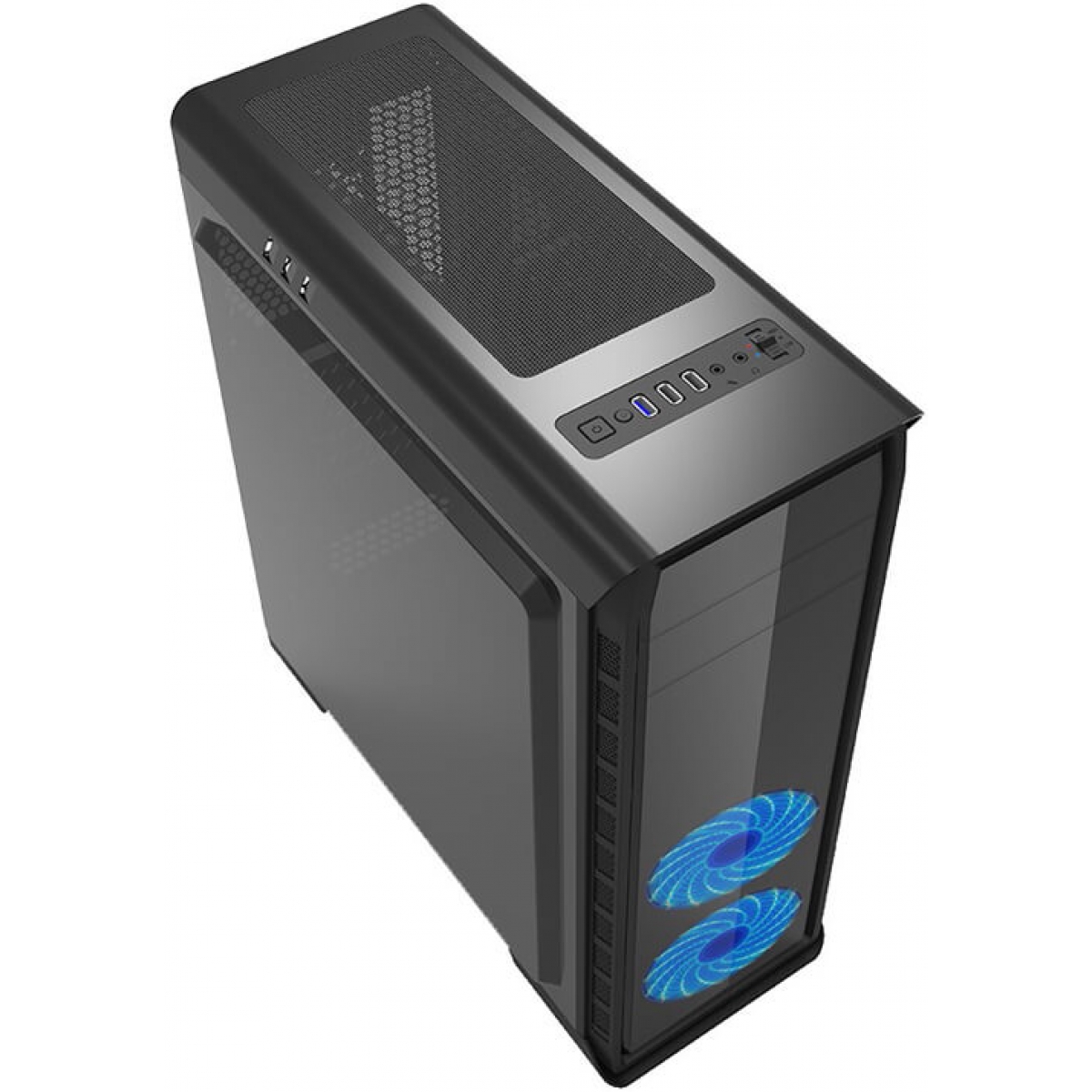 Gabinete Gamer Gamemax Elysium G503X BK Mid Tower Preto Sem Fonte, Com Led