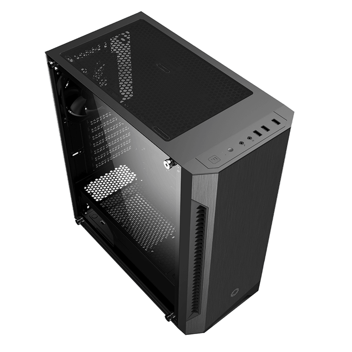 Gabinete Gamer Gamemax Fortress TG, Mid Tower, Vidro Temperado, Black, ATX, Sem Fonte, Com 2 Fans, MFG.A362