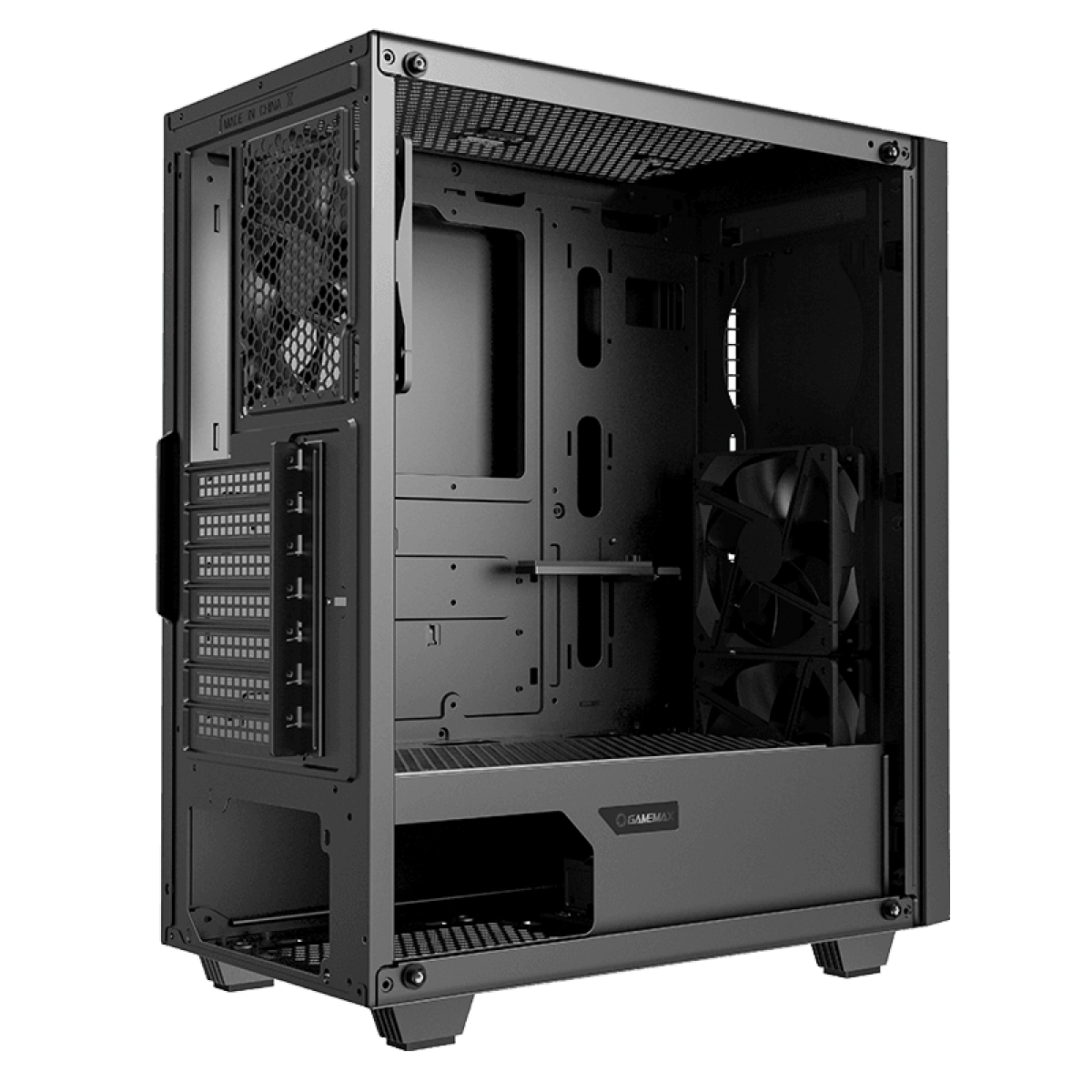 Gabinete Gamer Gamemax Fortress TG, Mid Tower, Vidro Temperado, Black, ATX, Sem Fonte, Com 2 Fans, MFG.A362