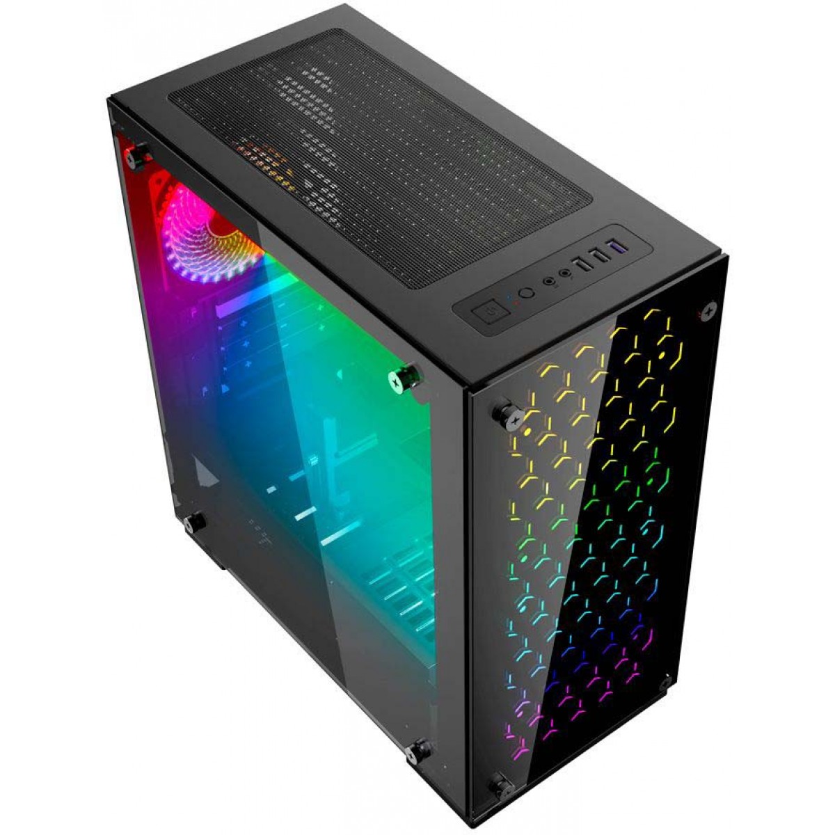 Gabinete Gamer Gamemax H605-TB, Mid Tower, Com 3 Fans RGB, Black, Sem Fonte