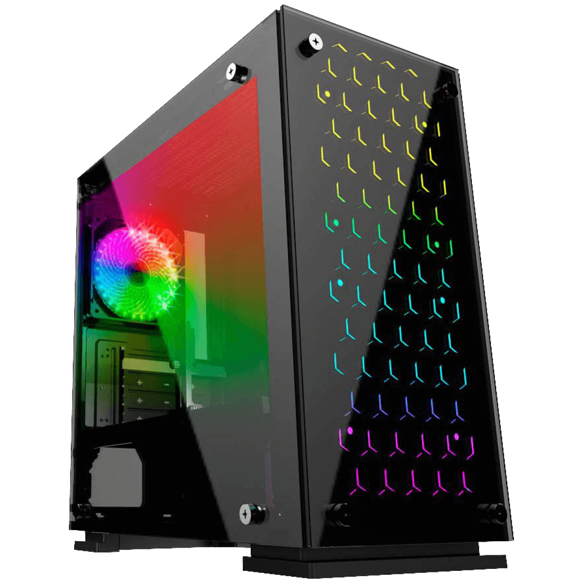 Gabinete Gamer Gamemax H605-TB, Mid Tower, Com 3 Fans RGB, Black, Sem Fonte