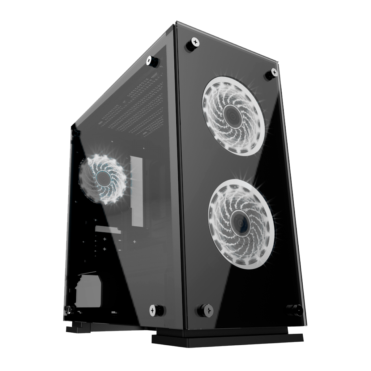 Gabinete Gamer Gamemax Hero, Mid Tower, Vidro temperado, Black, Sem Fonte, ​​​​​​​Com 3 Fans White