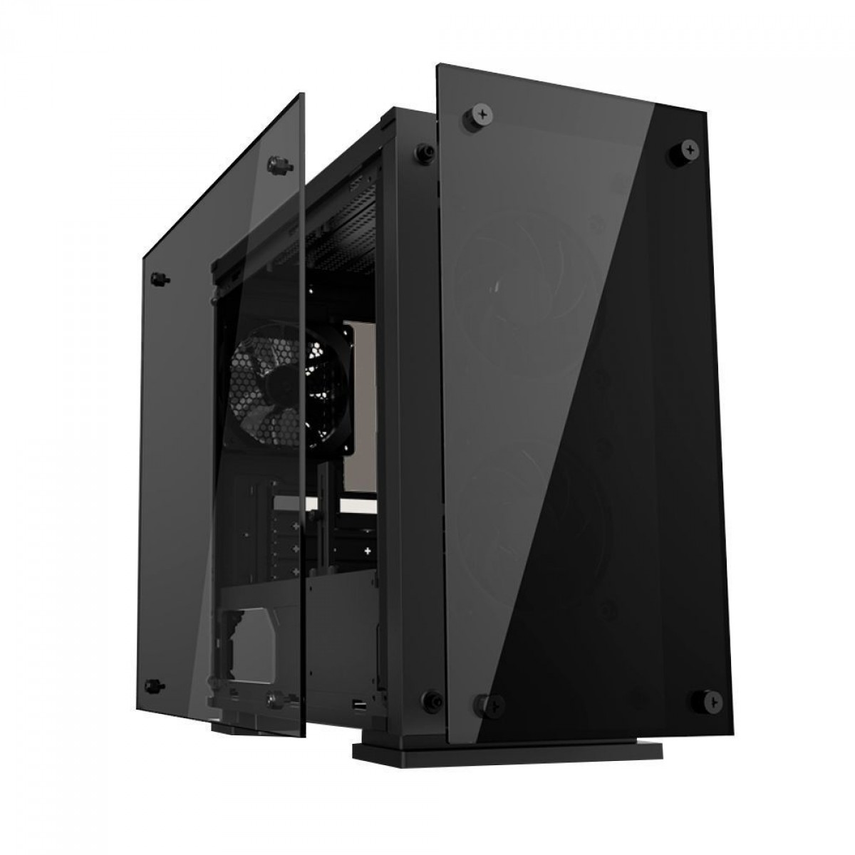 Gabinete Gamer Gamemax Hero, Mid Tower, Vidro temperado, Black, Sem Fonte, ​​​​​​​Com 3 Fans White