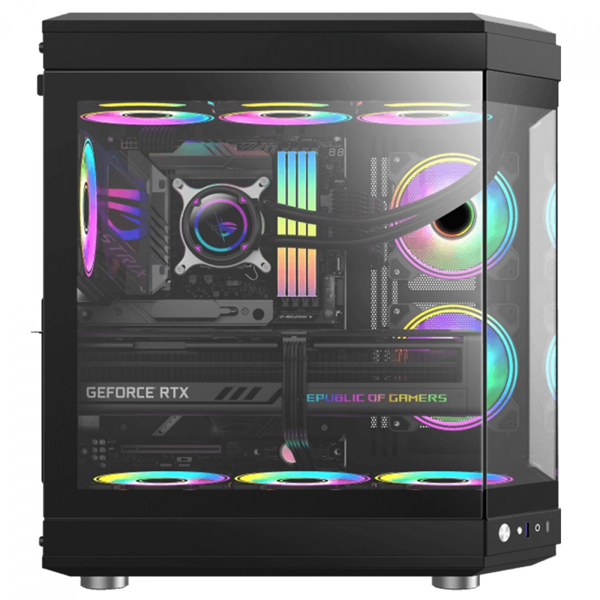 Gabinete Gamer Gamemax Hype Black, Cube Design, Mid Tower, ATX, Vidro Temperado, Preto, Sem Fan
