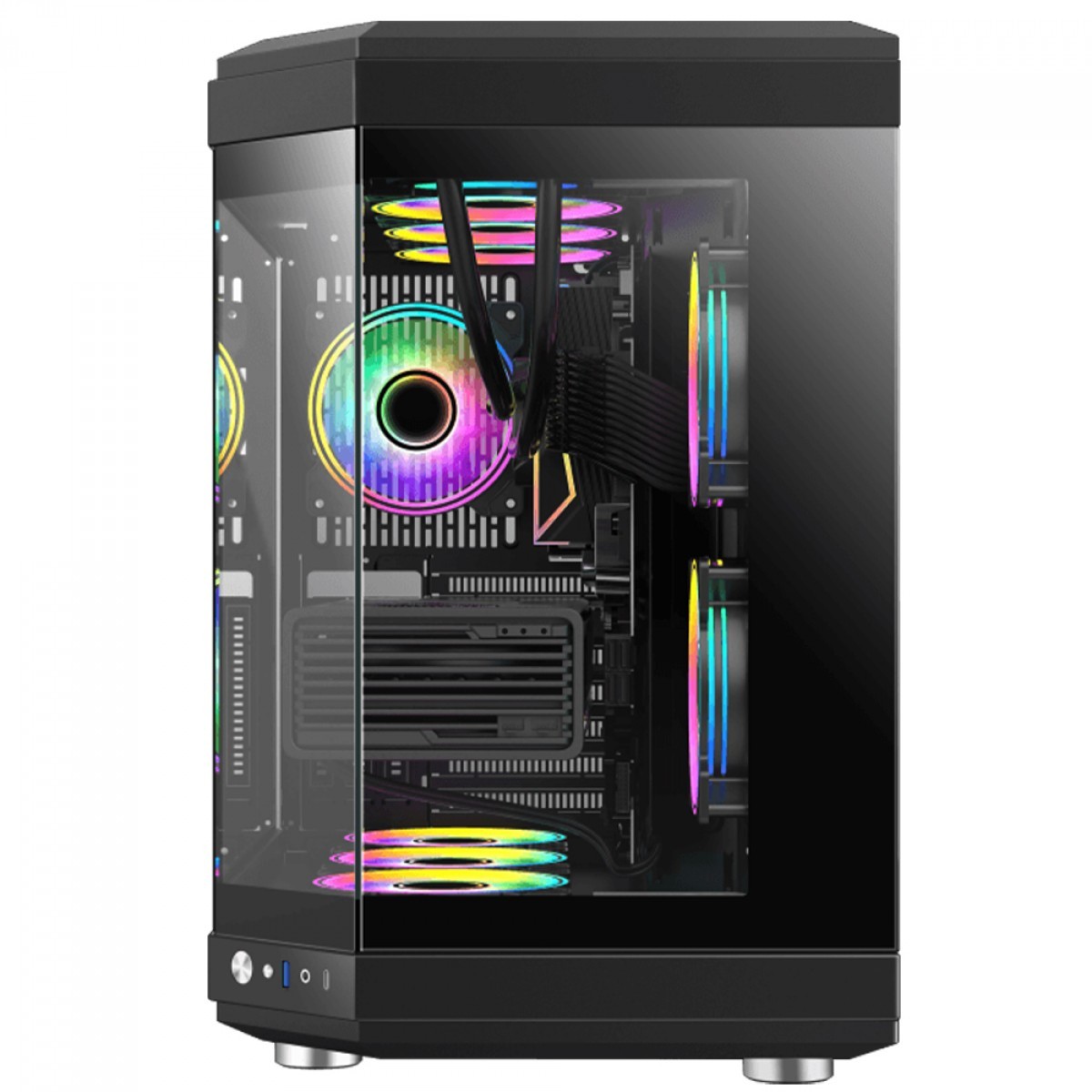 Gabinete Gamer Gamemax Hype Black, Cube Design, Mid Tower, ATX, Vidro Temperado, Preto, Sem Fan