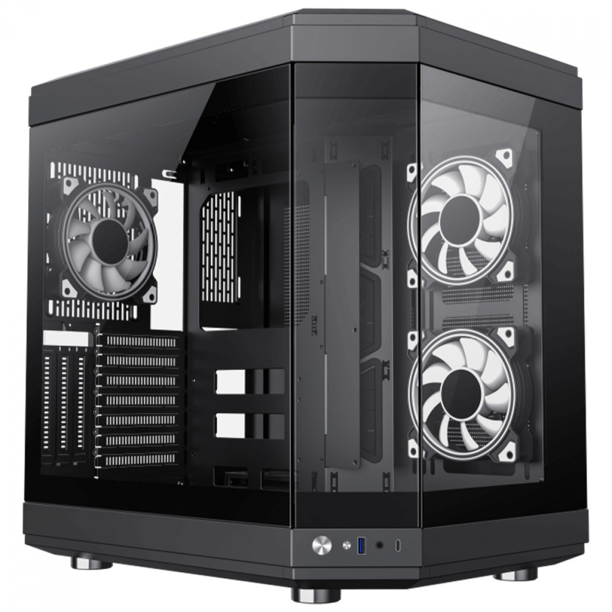 Gabinete Gamer Gamemax Hype Black, Cube Design, Mid Tower, ATX, Vidro Temperado, Preto, Sem Fan