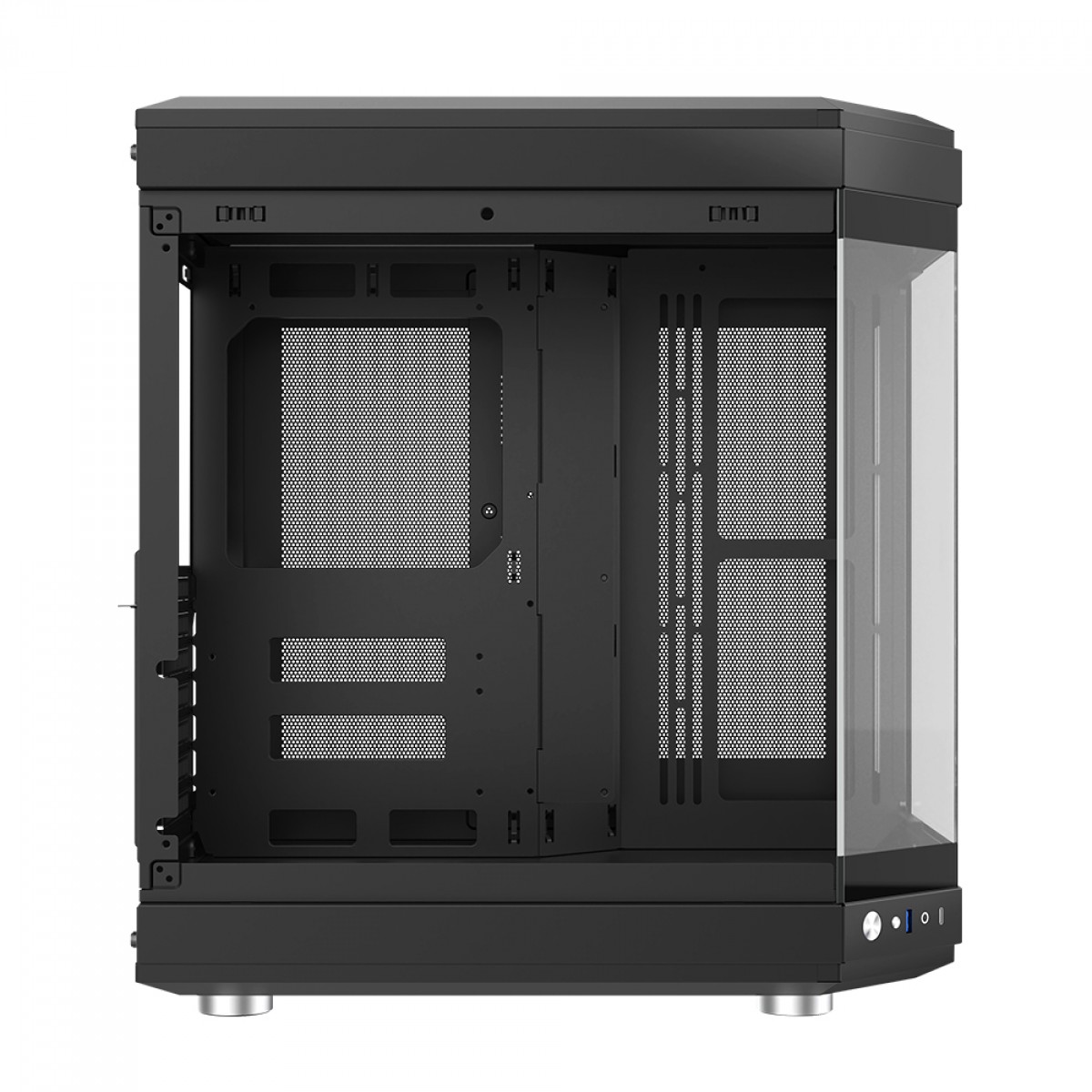 Gabinete Gamer Gamemax Hype Black, Cube Design, Mid Tower, ATX, Vidro Temperado, Preto, Sem Fan