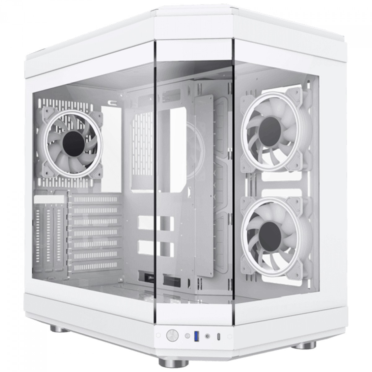 Gabinete Gamer Gamemax Hype White, Cube Design, Mid Tower, ATX, Vidro Temperado, Branco, Sem Fan