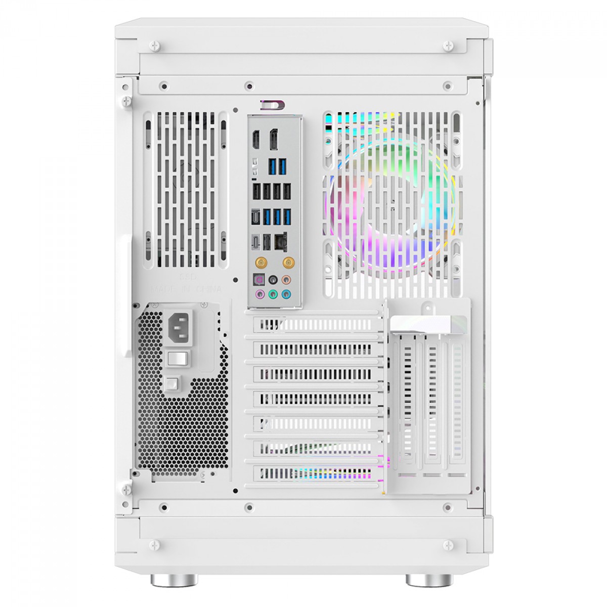 Gabinete Gamer Gamemax Hype White, Cube Design, Mid Tower, ATX, Vidro Temperado, Branco, Sem Fan