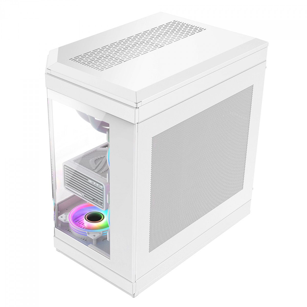 Gabinete Gamer Gamemax Hype White, Cube Design, Mid Tower, ATX, Vidro Temperado, Branco, Sem Fan