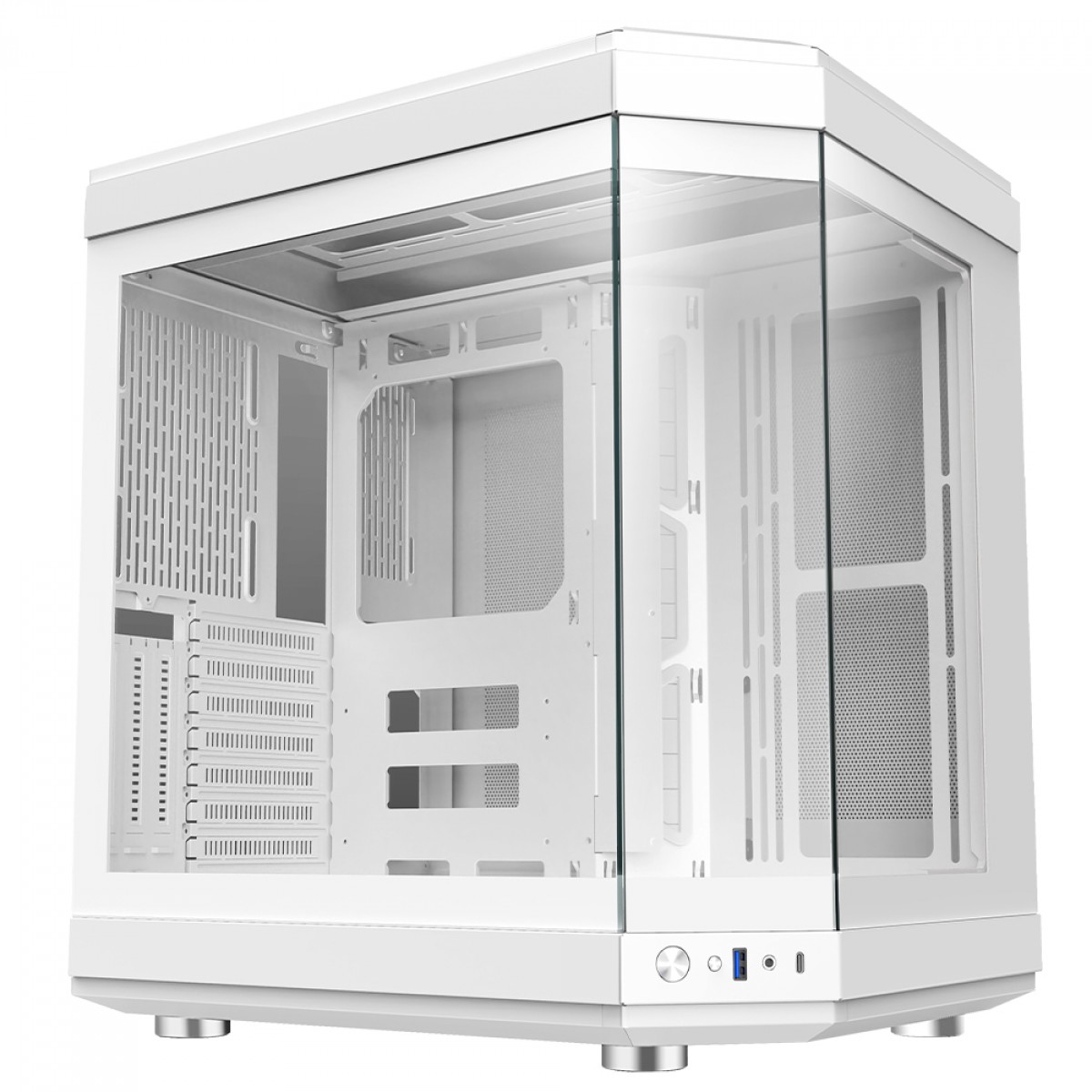 Gabinete Gamer Gamemax Hype White, Cube Design, Mid Tower, ATX, Vidro Temperado, Branco, Sem Fan