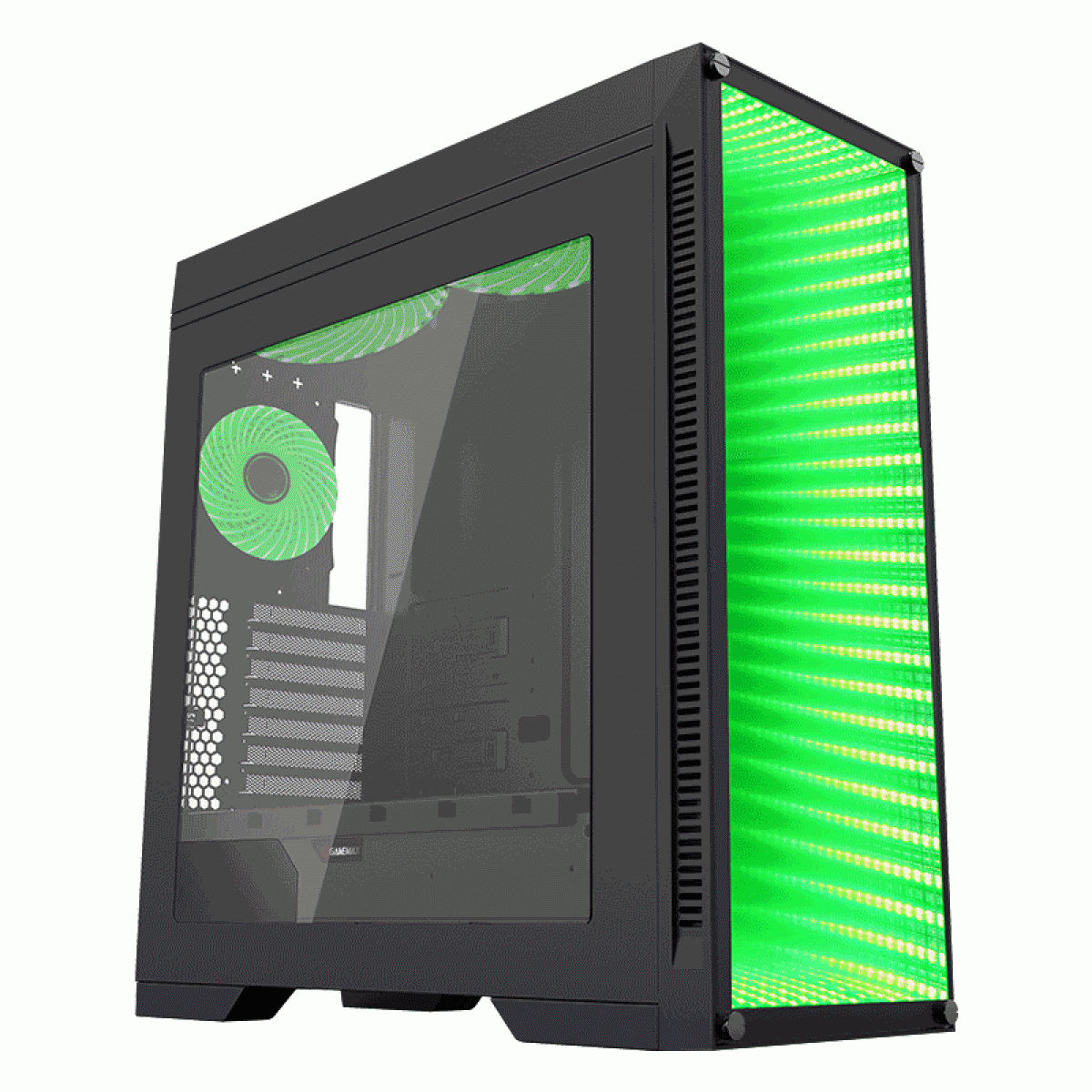Gabinete Gamer GameMax Infinit M908 GGM RGB, Mid Tower, Com 3 Fans, Lateral Acrílico, Black, Sem Fonte