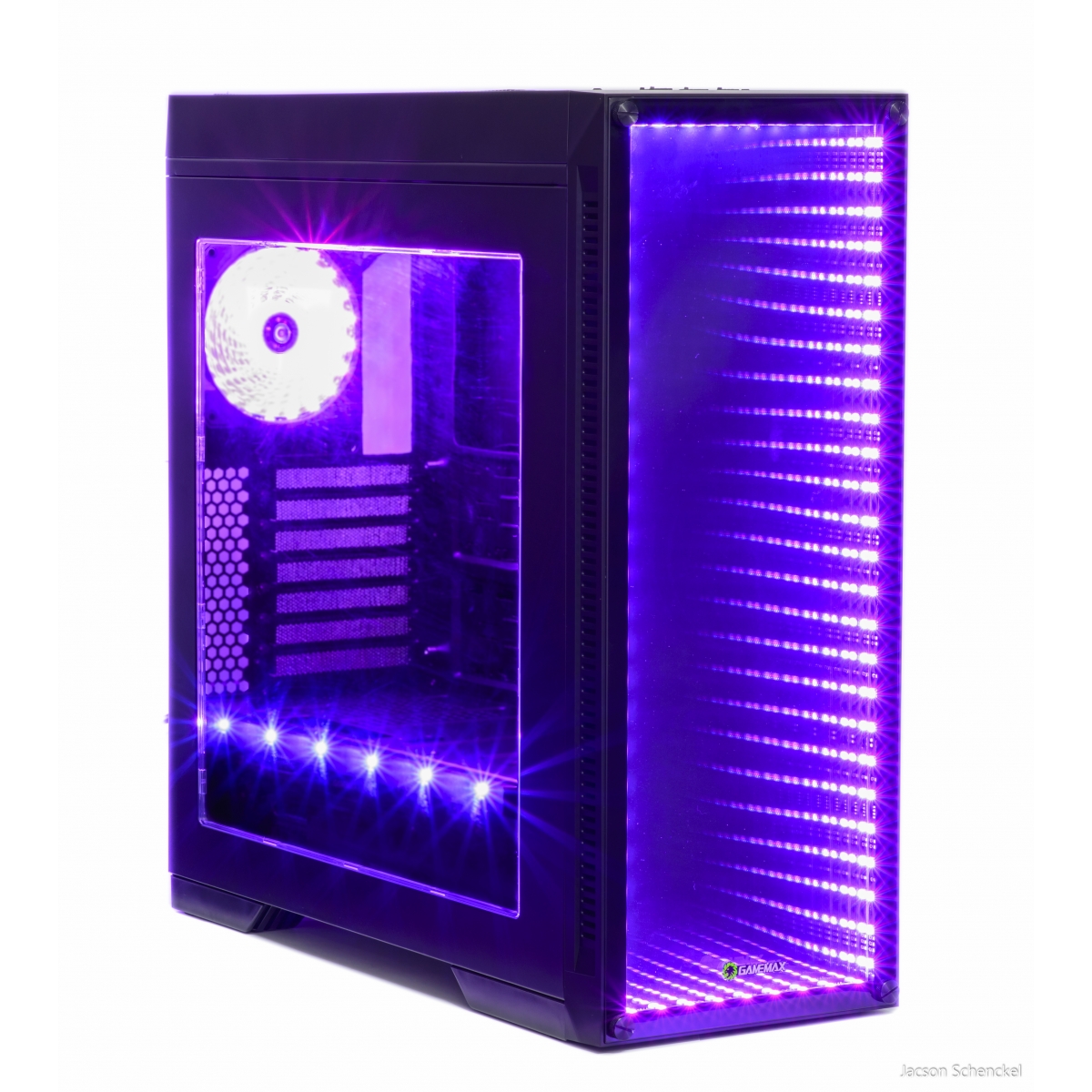 Gabinete Gamer GameMax Infinit M908 GGM RGB, Mid Tower, Com 3 Fans, Lateral Acrílico, Black, Sem Fonte